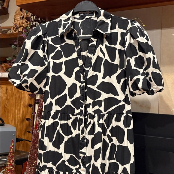 Zara Cow Print Shirt Dress - Picture 3 of 5